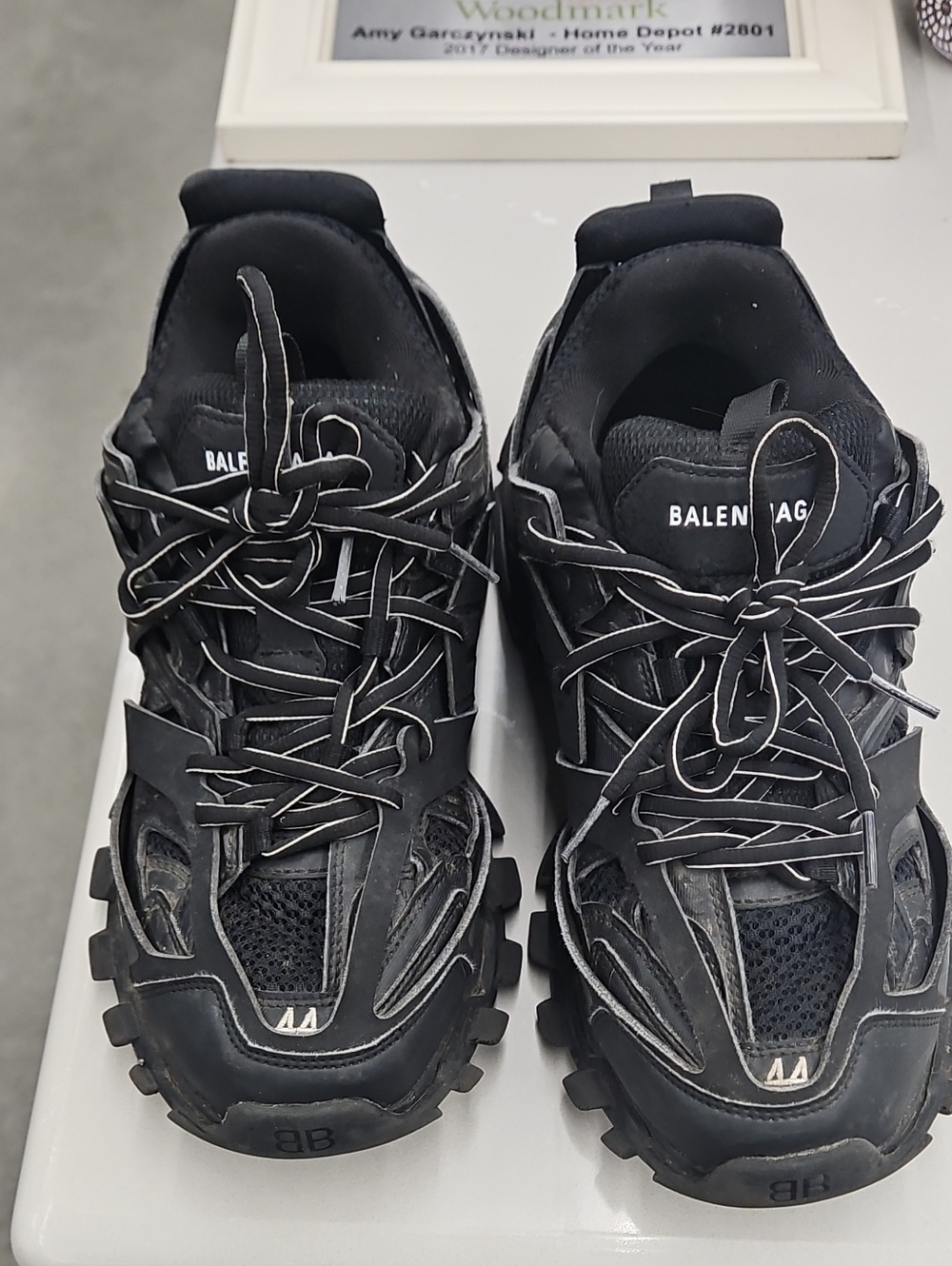 Balenciaga Black Track Sneakers with Reflective Trim